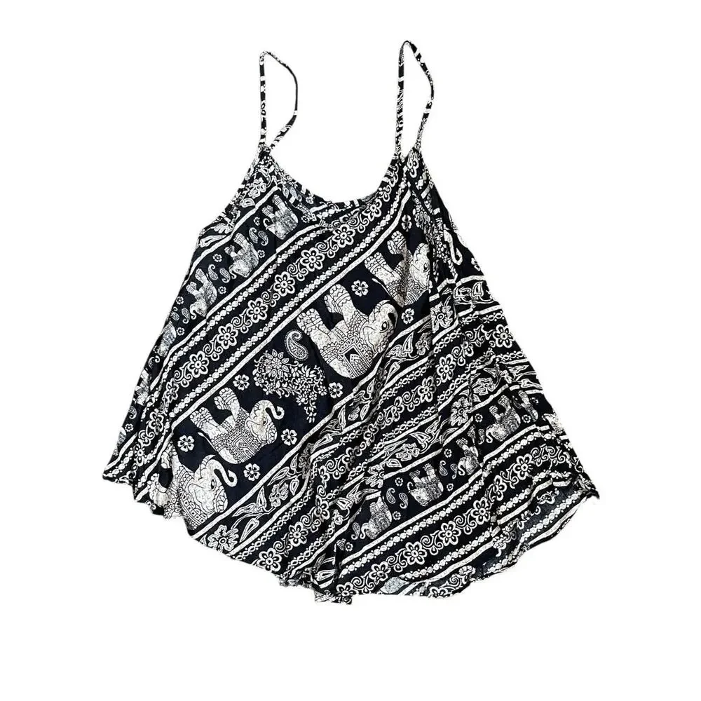 Black and White Elephant Crop Top: Y2K, Modern